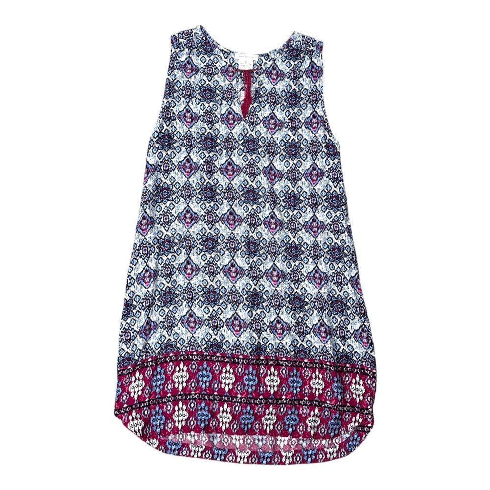 Tank Beach lunch lounge Rayon Dress Tunic Beach Cover Up Floral Patterns Blue M